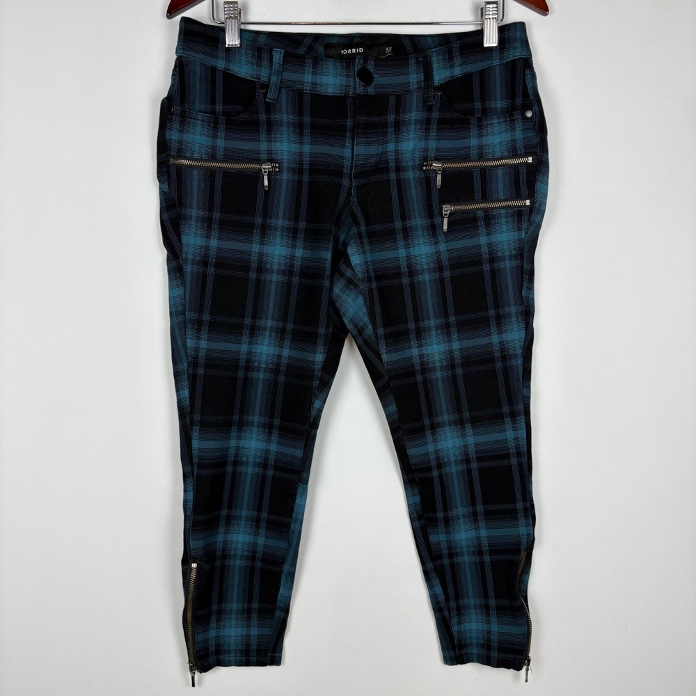 Torrid Plaid Skinny Pants Zipper Ankle Edgy